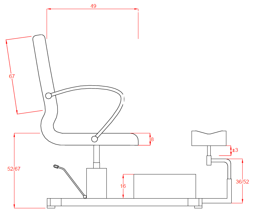 Fauteuil de pédicurie avec baignoire de pieds